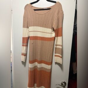 Pink Lily Striped Knit Sweater Dress